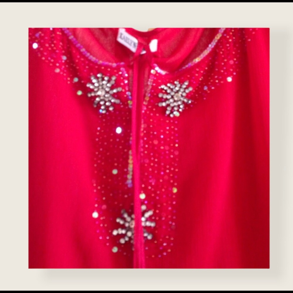 🔴 Red Two Layers Sheer Top - Picture 2 of 3